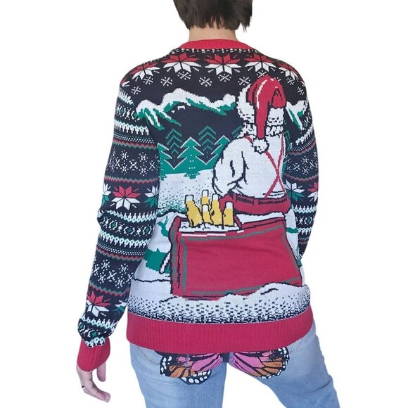 The Ugly Sweater Co Ugly Christmas Sweater Santa Drinking Beer Men's Size Medium - Picture 4 of 10